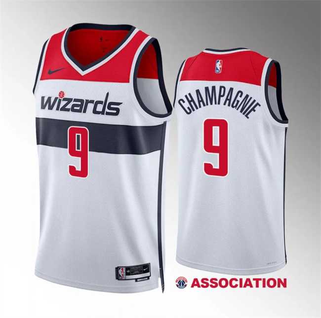Mens Washington Wizards #9 Justin Champagnie White Association Edition Stitched Basketball Jersey Dzhi